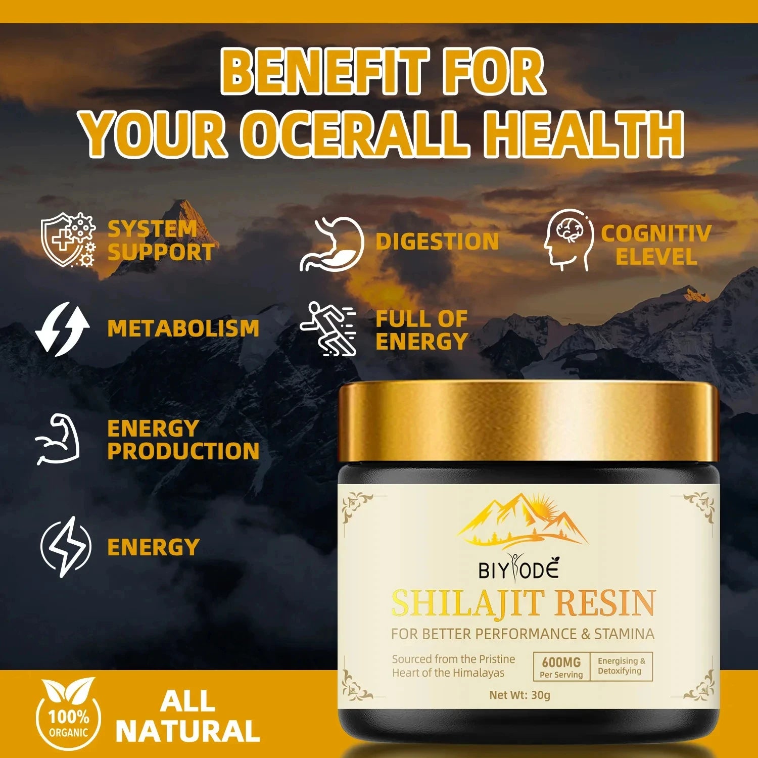 BIYODE Himalayan Pure Shilajit with Fulvic Acid